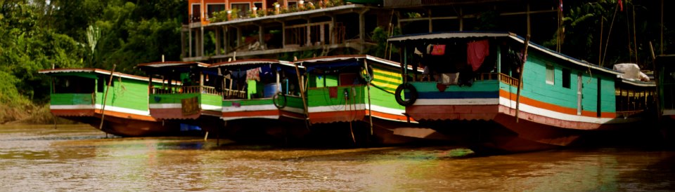 Traditional long boats in Luang Prabang