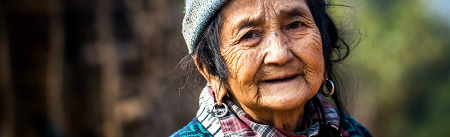 Old woman in Luang Prabang during winter time